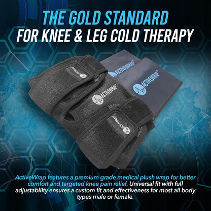 ActiveWrap Knee Ice Pack Wrap - Includes 2 Reusable Gel Ice Packs for Cold & Heat Therapy, PT-Designed Compression Relief for Knee Pain, Swelling & Surgery Recovery, One Size Fits Most
