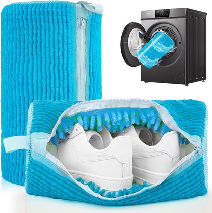 Shoe Washing Machine Bag: 2 Pack Reusable Shoes Cleaning Bags, Light Yellow | Heavy Duty Shoe Laundry Bag for Washer & Dryer, 360° Deep Clean for Sneakers Tennis Shoes, Gifts for Women Men (2pcs)
