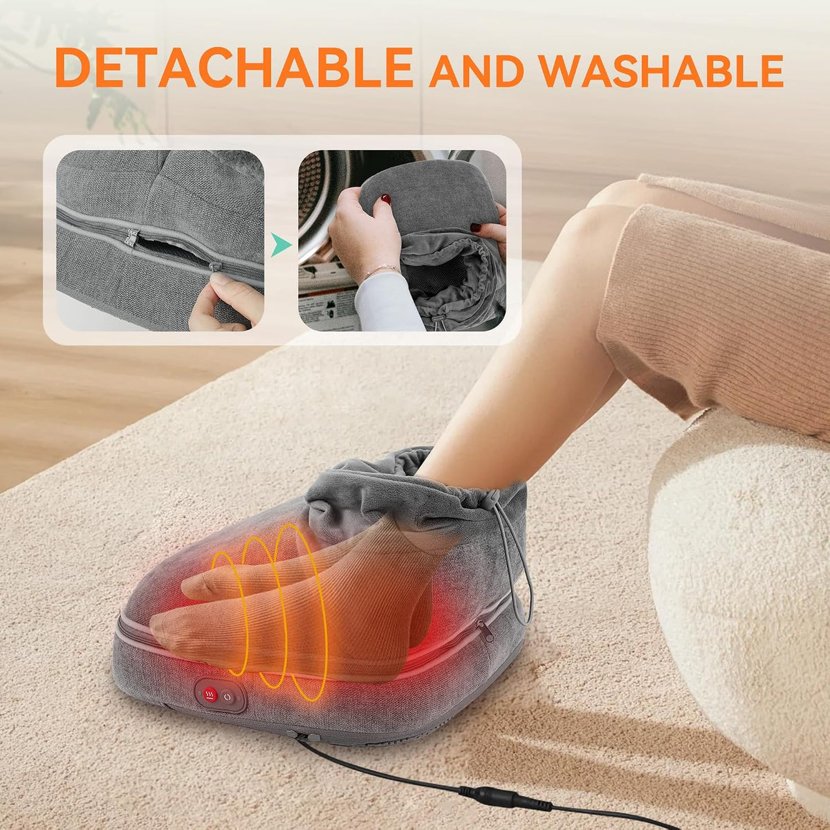 Snailax Shiatsu Foot Massager with Heat, Foot Warmer with Removable Cover