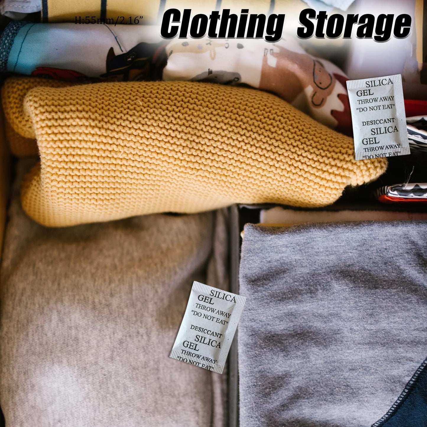 50PCS 5Gram Silica Gel Packets, Premium Moisture Absorbers, Desiccant Packs | Rechargeable Silica Packets for Storage Clothes, Shoes, Electronics, 3D Filament, Safes, Humidity Packs Dehumidifier Bags