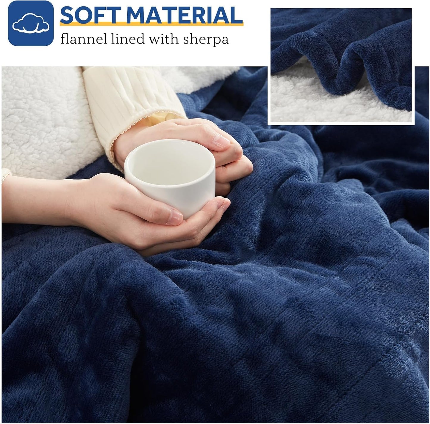 Sealy Heated Blanket Electric Throw 50"x60" Flannel & Sherpa, Auto Shutoff | Electric Blanket Throw with 6 Heat Levels & 2-10H Auto Shutoff, Fast Heating & Overheat Protection, Machine Wash, Light Grey