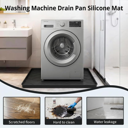 32"x30" Washing Machine Pan Silicone Mat, Upgraded 1" Raised Edges | Non-Slip Waterproof Washer Drip Tray for Under Washer & Dryer,Anti-Vibration Floor Protector for Refrigerator,Water Dispenser