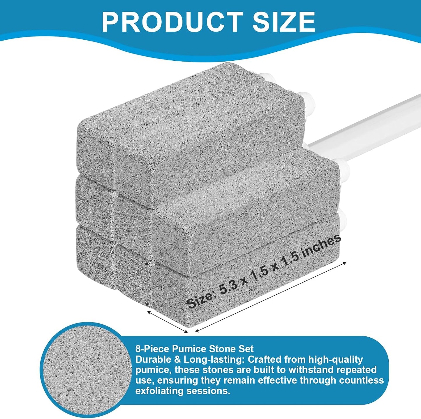 3 Packs Pumice Cleaning Stone with Extra Long Handle, Pumice Stone for Toilet Bowl Clean for Cleaning Toilets, Bathtubs, Grills, Swimming Pools, Sinks