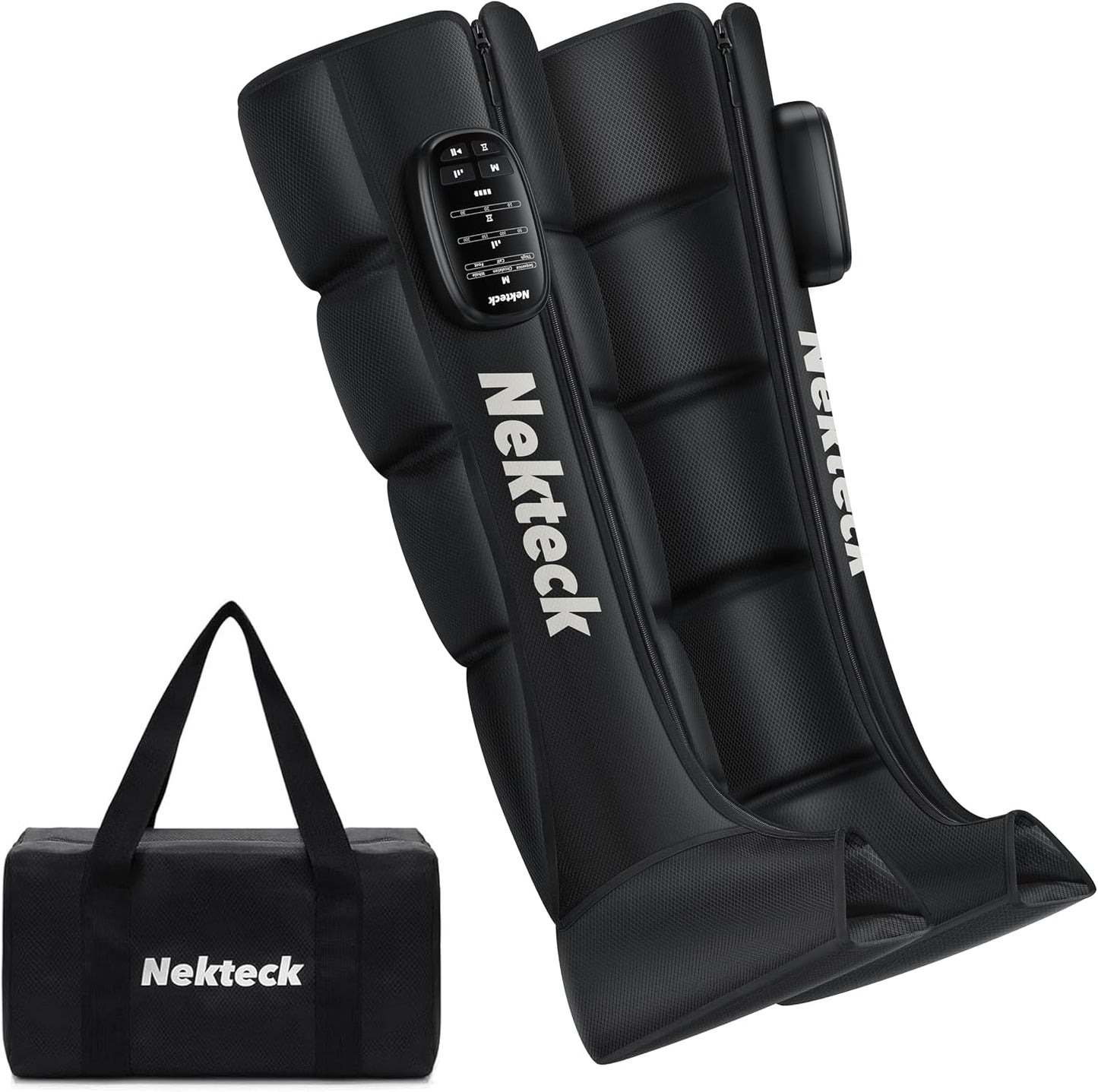 Nekteck Cordless Leg Compression Massager, (1-Pack) Middle | Rechargeable Massage Tools, 6 Modes, 4 Intensities, 3 Timers, Portable Full Leg Boots, FSA Eligible Gifts for Mom, Dad, Gym