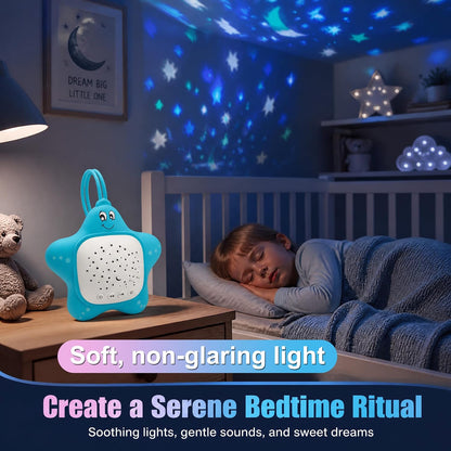 Portable White Noise Sleep Soother Baby Sound Machine with Star Projector