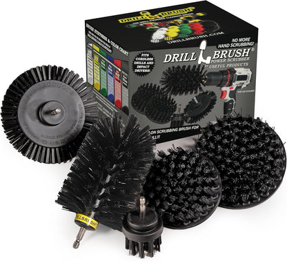 Grout Cleaner Kit - Bathroom Drill Brush Attachment Set - Shower Cleaner | Household Cleaning Supplies - Tub Scrubber - Toilet Brush - Spotless Tiles - Power Scrubbing Nylon Bristles