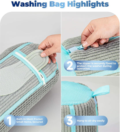 Shoe Washing Machine Bag 2-Pack, Reusable Heavy Duty Laundry Bag - 360° Deep Clean for Sneakers, Tennis Shoes in Washer & Dryer, Prevents Deformation, Yellow