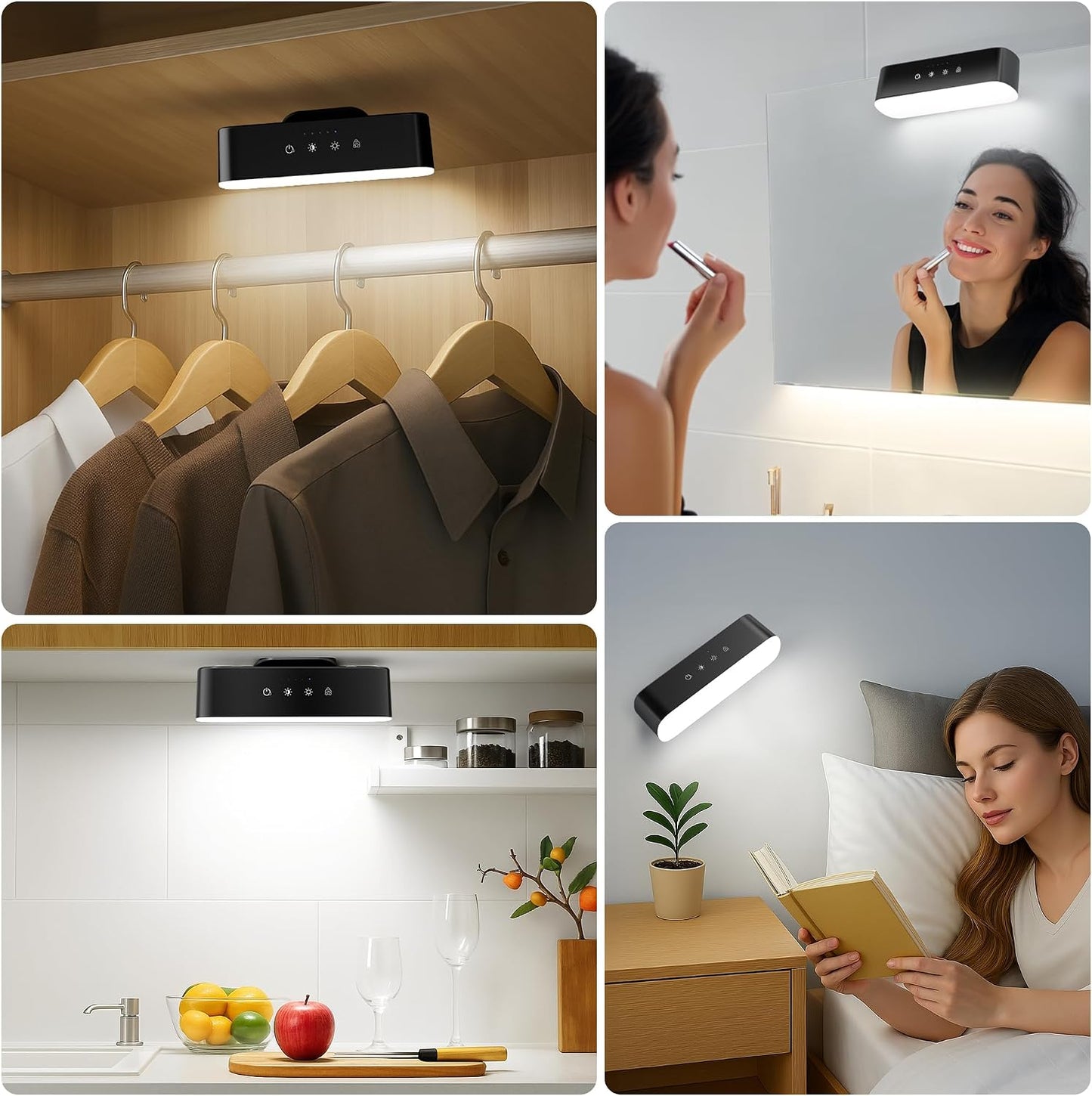 Wall Scones Rechargeable Wall Sconces Set of 2 with Touch Remote Control | RGB 4400mAh Battery Operated Wireless Cordless, Adhesive Wall Light for Bedroom Indoor