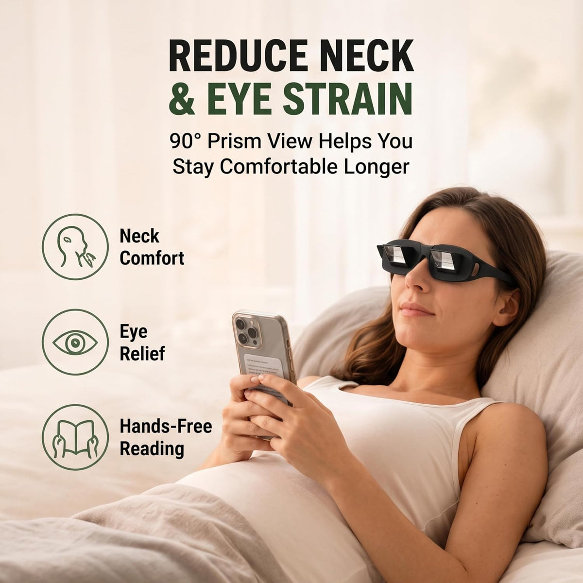 Evelots Lazy Glasses, Prism Glasses for Reading in Bed, TV & Books, Unisex