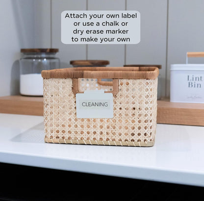 Storage Bin Label Holders Clip-On – 10 Pack Metal Basket Labels for Pantry, Baskets, Shelves & Organization Bins, 3.5” x 2.5