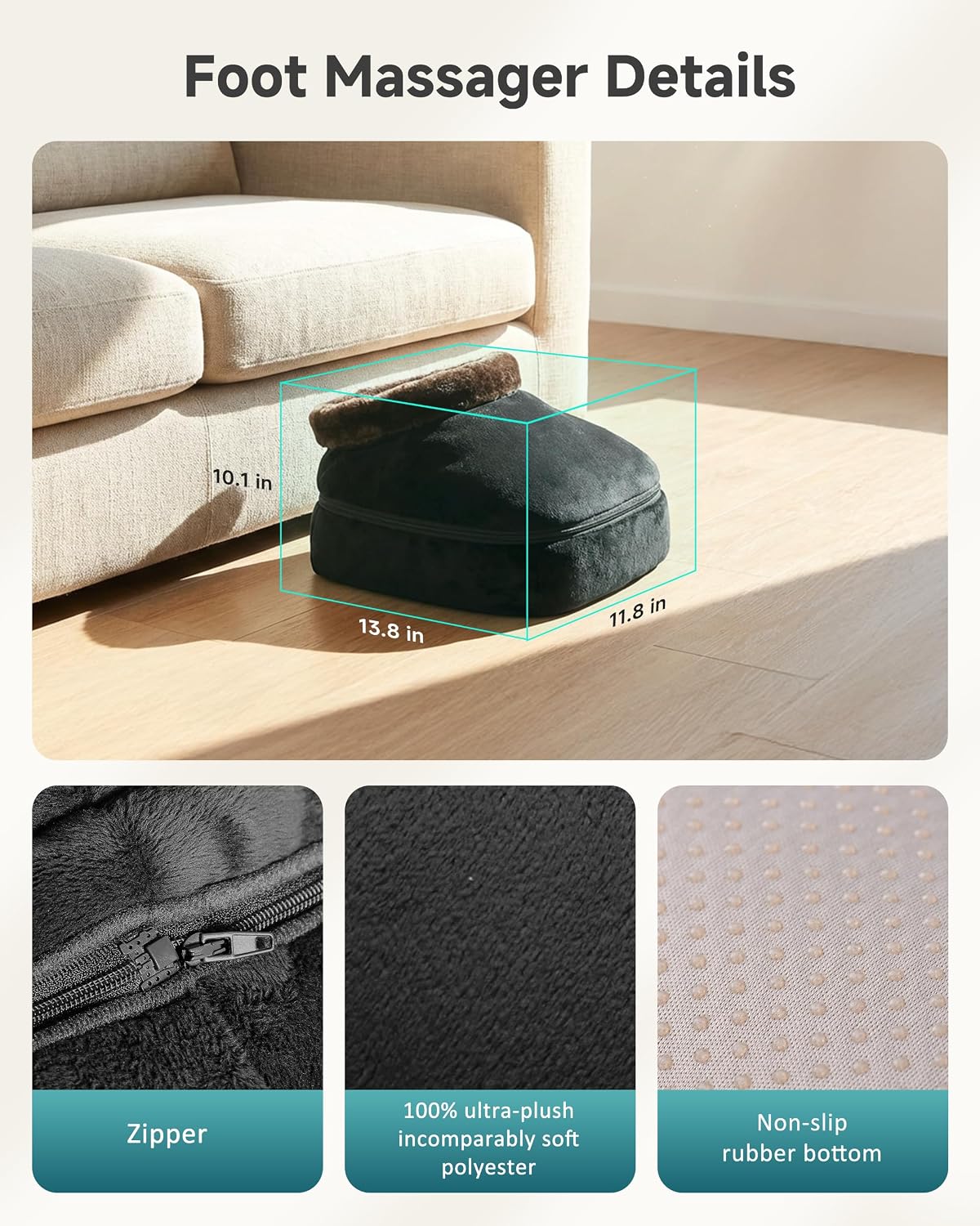 Snailax Shiatsu Foot Massager with Heat, Foot Warmer with Removable Cover