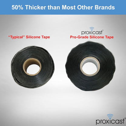 Proxicast Self Fusing Silicone Tape Waterproof - 1.5" x 15' Roll - Black | 30 mil Thick Weatherproof Rubber Coax Tape for Antennas, Electrical Wires, Pipe Leaks, Emergency Repairs - ANT-900-002