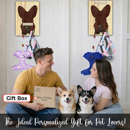 Dog Leash Holder Wall Mount, Pet Harness Hanger with Scrabble Letters, Dog Collar Organizer for Entryway, Memorial Cat Leash Holder for Wall, Pet Loss Gifts, Keepsake, Home Decor PF212-NAT