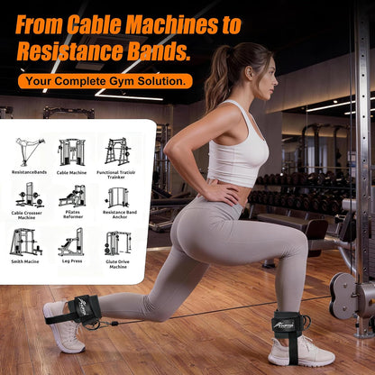 HPYGN Ankle Strap for Cable Machine, Padded Ankle Straps for Cable Machine Kickbacks, Glute Workouts, Leg Extensions, Curls, Booty Hip Abductors Exercise, Adjustable Comfort Ankle Cuff for Gym