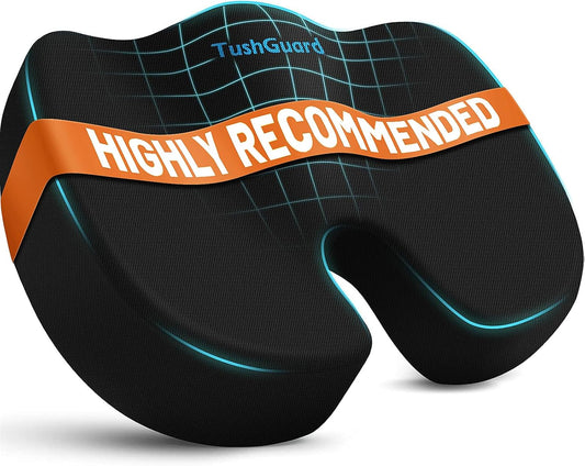 Seat Cushion for Office Chair, Memory Foam Chair Cushion, Black | Office Chair Cushion for Car, Airplane - Chair Pad, Butt Pillow for Long Sitting Sciatica, Hip, Coccyx,Tailbone Pain Relief