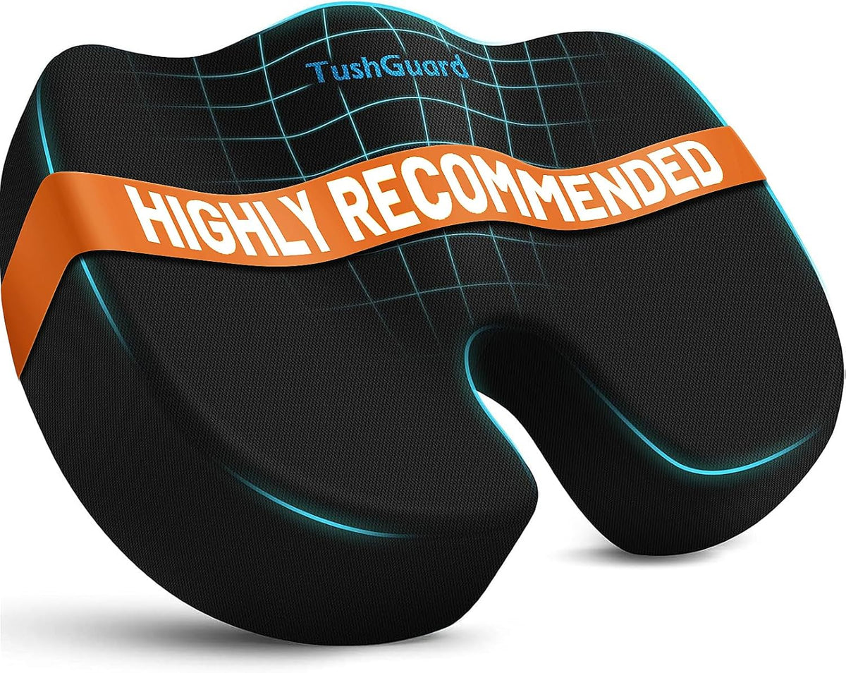 TushGuard Seat Cushion for Office Chair, Memory Foam Chair Cushion, Black