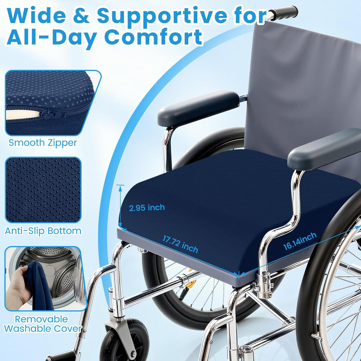 Wheelchair Seat Cushion Cooling Gel Memory Foam Chair Cushion