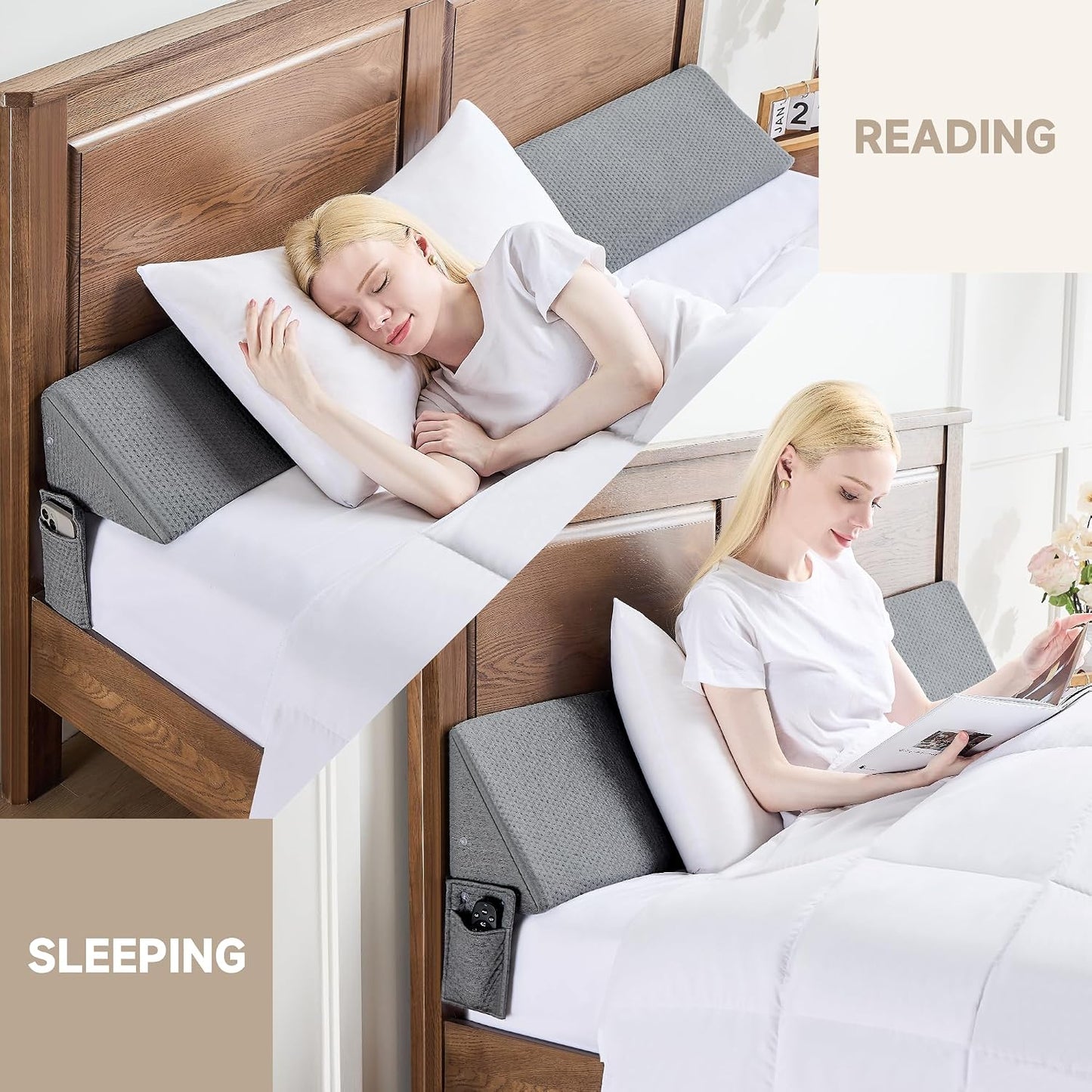 IFNOW Queen Size(60"x6"x10") Bed Wedge Pillow for Headboard, Mattress Gap Filler(0-8"), Bed Wedge for Gap Between Your Headboard and Mattress Dark Grey | High-Density Foam,Fills 0-8"Mattress Gap,Prevents Pillow & Items Falling,Works with Headboard or
