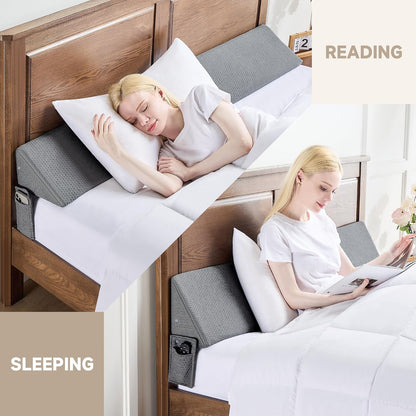 IFNOW Queen Size(60"x6"x10") Bed Wedge Pillow for Headboard, Mattress Gap Filler(0-8"), Bed Wedge for Gap Between Your Headboard and Mattress Dark Grey | High-Density Foam,Fills 0-8"Mattress Gap,Prevents Pillow & Items Falling,Works with Headboard or