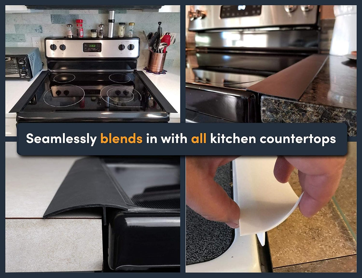 Linda’s Essentials Silicone Stove Gap Covers (2 Pack), Heat Resistant Oven Gap Filler Seals Spaces Between Stovetop and Counter, Easy to Clean Stove Side Guard (25 Inches, Clear)