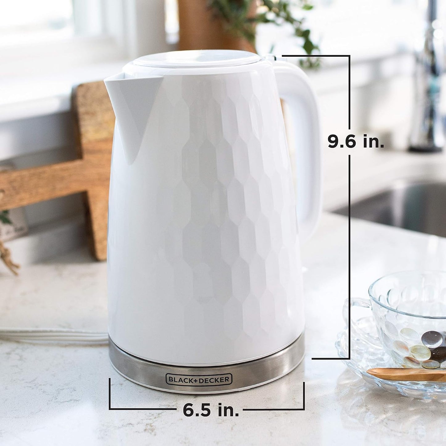 BLACK+DECKER 1.7L Cordless Electric Kettle, White