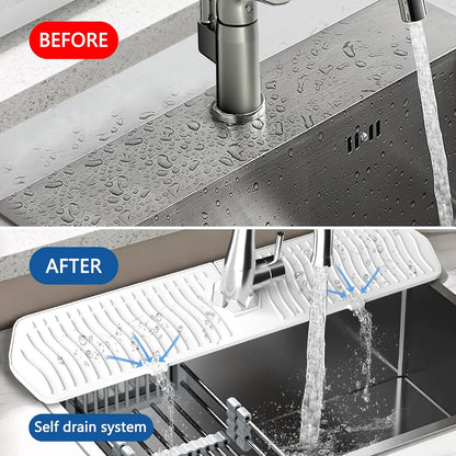 Kitchen Sink Splash Guard Gen2-30" x 6'' Silicone Sink Mat Splash Guard fit for Countertop, Bathroom,Farmhouse,RV by EBIGIC (Grey)