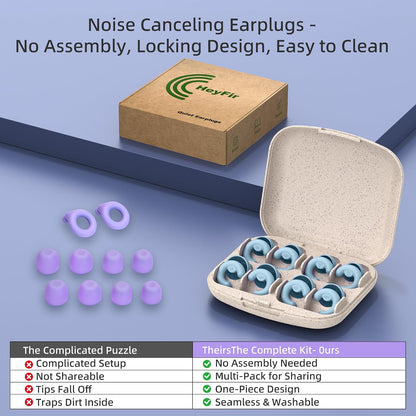 Noise Cancelling Ear Plugs Sleep 50dB NRR Side Sleep Small Ear | ultra soft silicone, reusable one-piece design, 4 sizes included, portable case