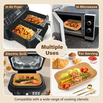 200pcs Air Fryer Liners Disposable, Air Fryer Liners, 8.7" Square Parchment Disposable Paper Liner for Air Fryer, Parchment Paper, Baking, Roasting and Microwave