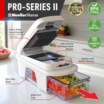 Mueller The Real Original Pro Vegetable Chopper & Mandoline Slicer, 10-in-1 | since 2013, 8 Blade Food Veggie Chopper, Onion Vegetable Cutter with Container, Kitchen Gadgets & Essentials