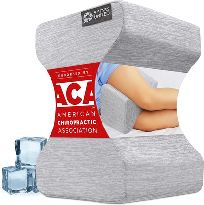 5 STARS UNITED Knee Pillow for Side Sleepers - Hip Pain Relief, Memory Foam Leg Cushion for Side Sleeping - Between Legs Pillow for Sciatica & Lower Back Pain, White