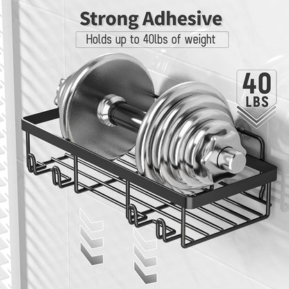Liuoud 5 Pack Shower Caddy for Inside Shower, Gold Bathroom Storage Decor | Large Rustproof Stainless Steel Organizer with Strong Adhesive, No Drilling Wall Mounted Shelves, Bathroom Accessory Set