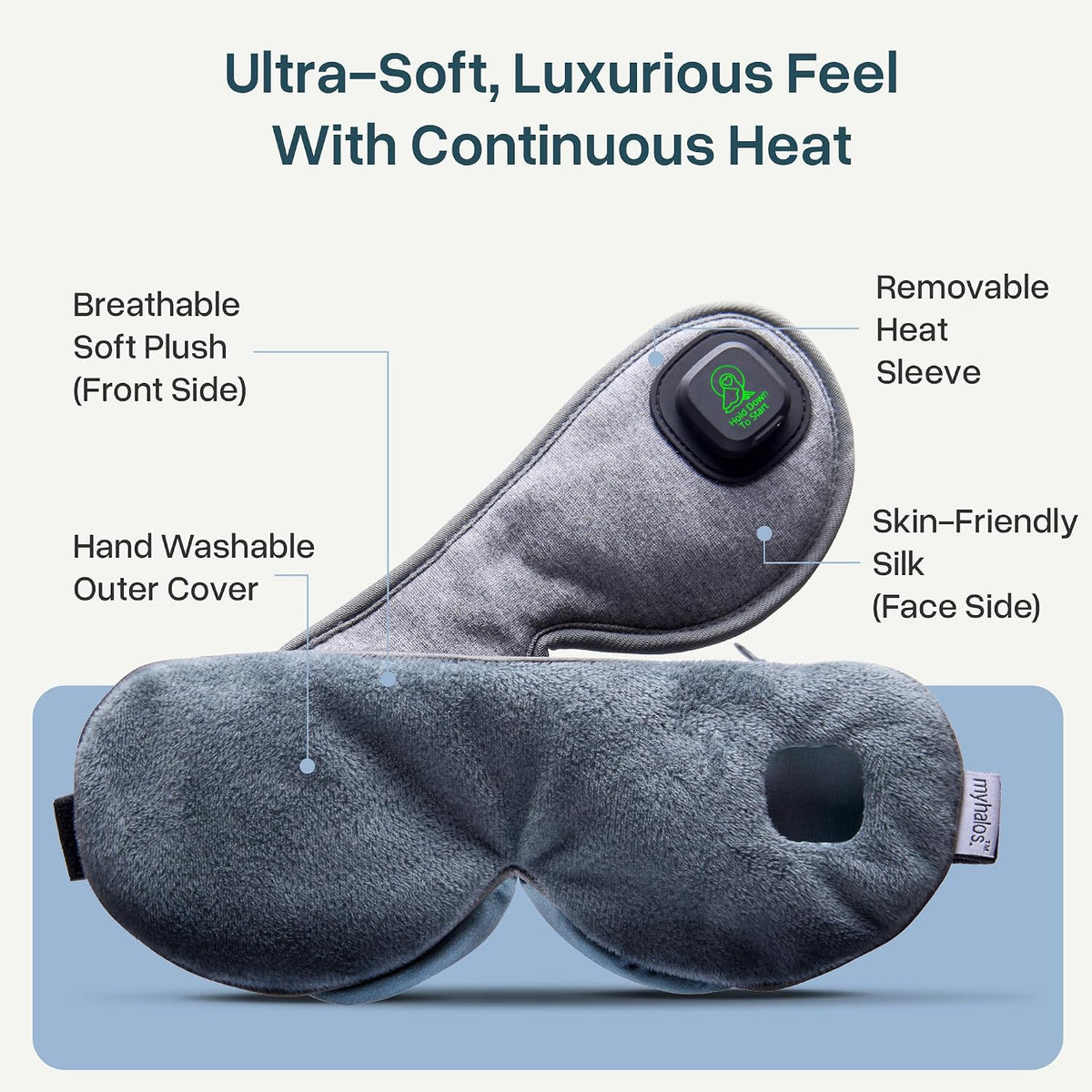MyHalos Cordless Heated Eye Mask, Rechargeable Warm Compress for Dry Eyes