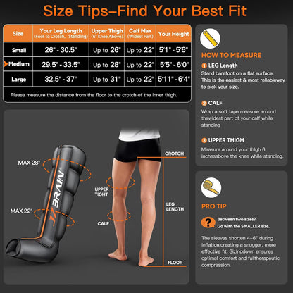 JZBRAIN Sequential Air Compression Recovery System : Professional Full Leg Compression Boots for Circulation and Pain Relief - Sequential Device for Muscle Relaxation - for Athletes,Women,Men