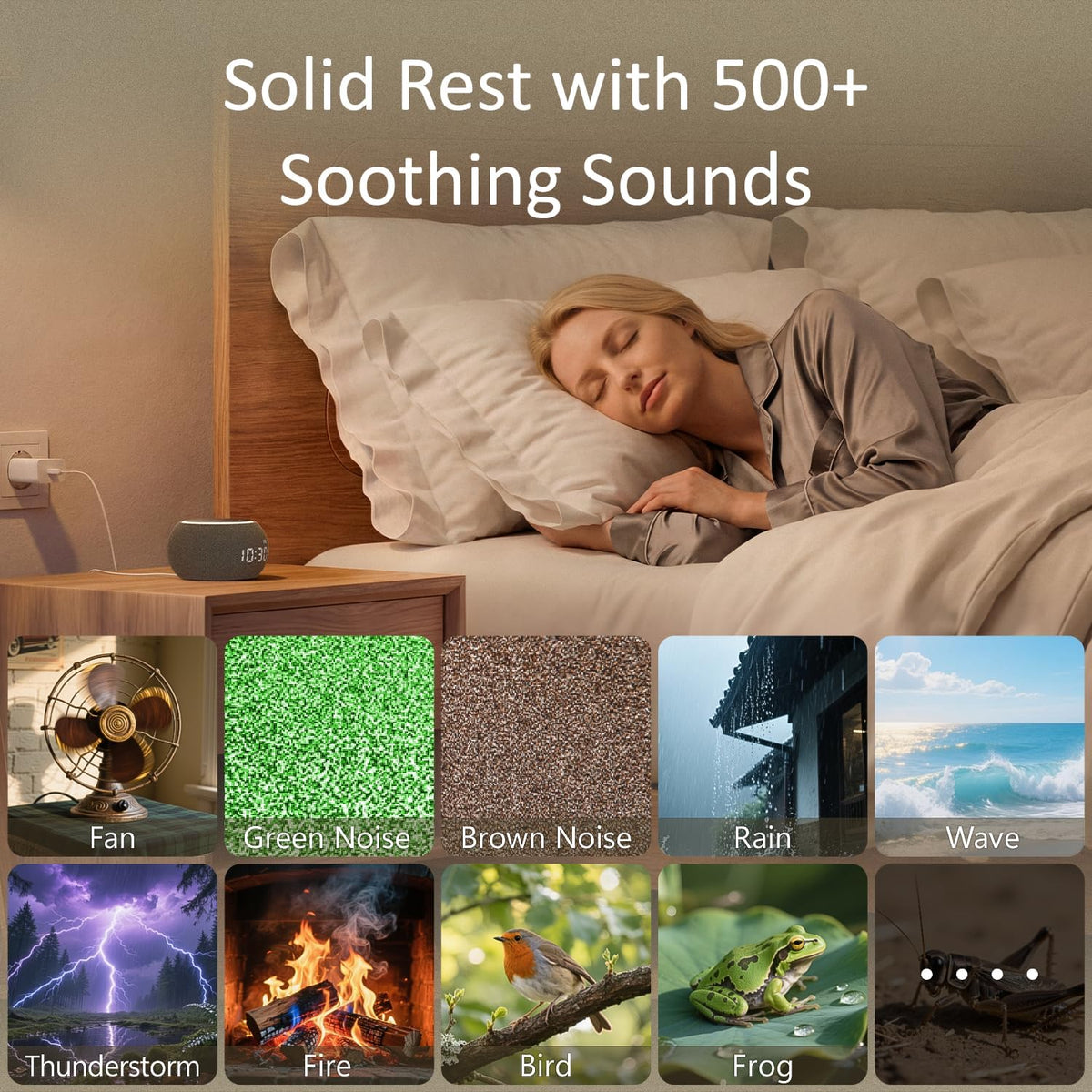 Hotmoon Luna Pro Smart Sound Machine, 507 Sounds, Dual-Stage Alarm, Plug in