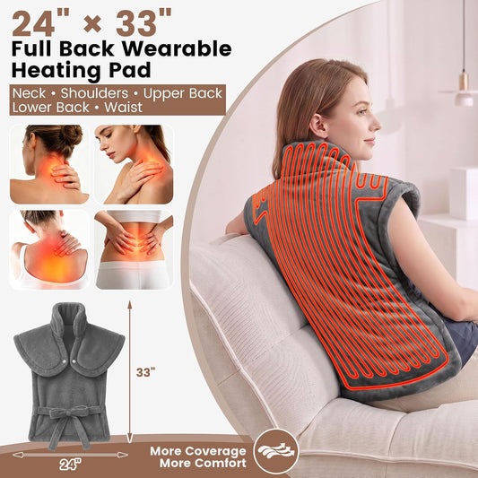 Tefici Electric Heating Pad for Back, Neck & Shoulders, 24"×33", Ultra Soft