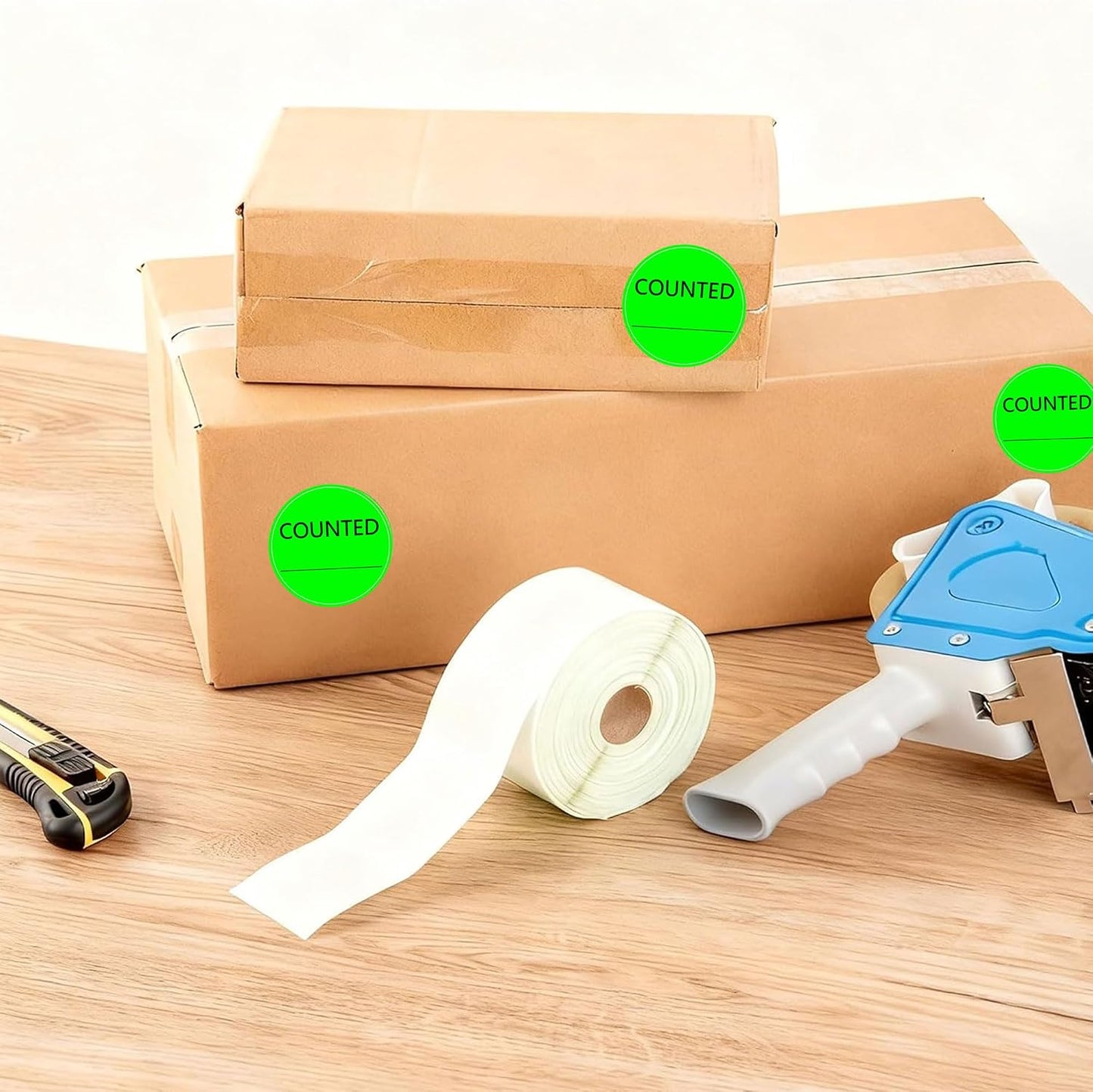 Counted Stickers 2 Inch Counted Inventory Control Labels 500 Pcs Counted Shipping Labels Round Circle Counted Stickers for Round Adhesive Writable Inventory Control Shipping and Inventory (Green)