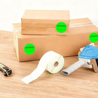 Counted Stickers 2 Inch Counted Inventory Control Labels 500 Pcs Counted Shipping Labels Round Circle Counted Stickers for Round Adhesive Writable Inventory Control Shipping and Inventory (Green)
