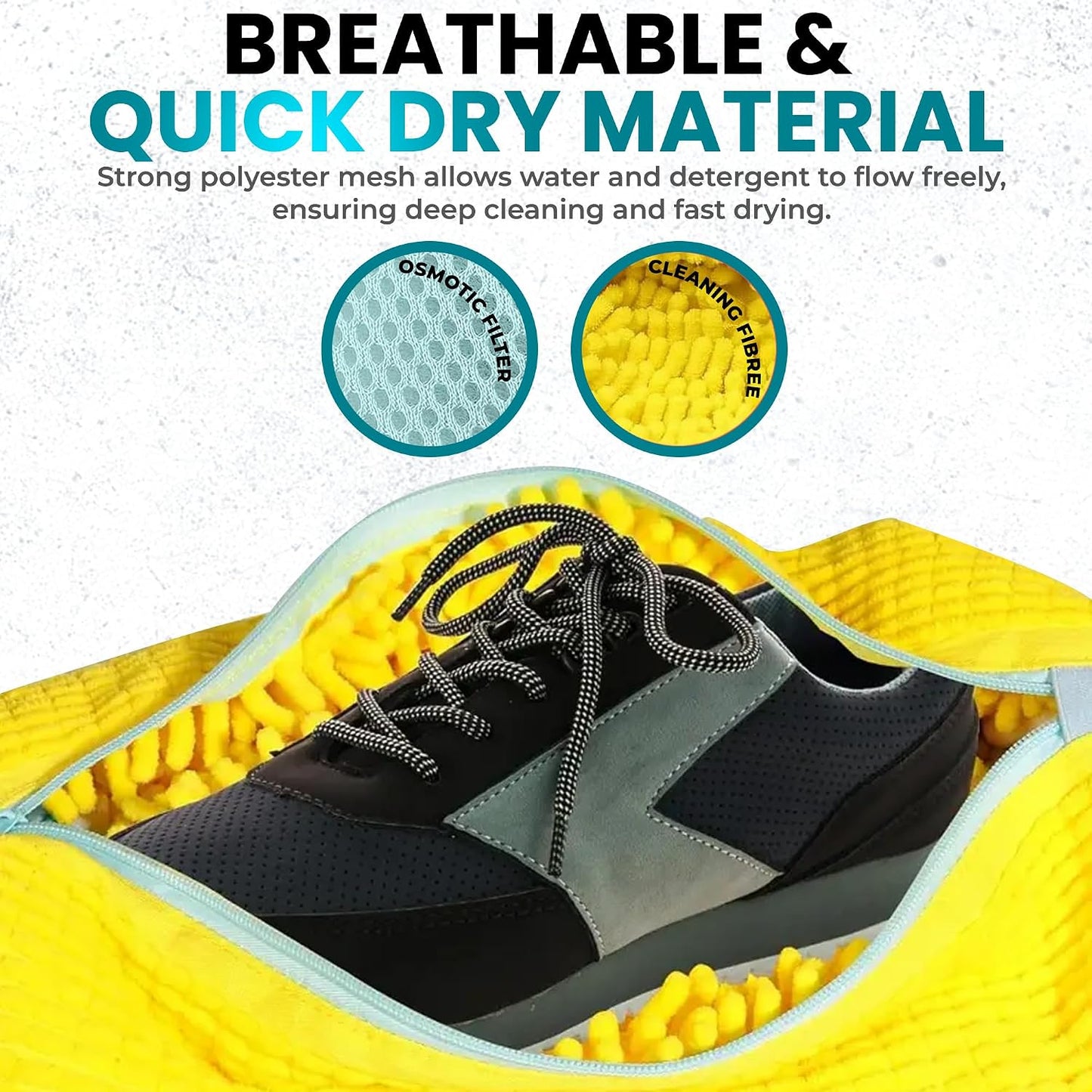 Premium Shoe Washing Machine bag 2 Pack – 360° Self-Locking Zipper Reusable Sneaker Laundry Set – Heavy-Duty Microfiber Shoe Washing Bag for Washer & Dryer, Boots & Athletic Footwear (Yellow)