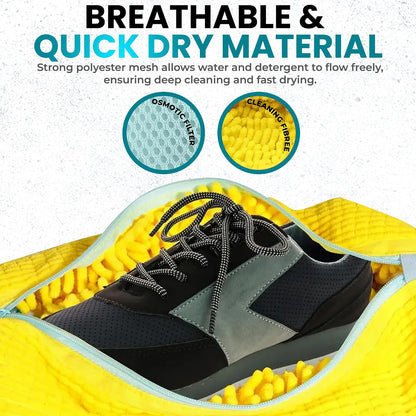 Premium Shoe Washing Machine bag 2 Pack – 360° Self-Locking Zipper Reusable Sneaker Laundry Set – Heavy-Duty Microfiber Shoe Washing Bag for Washer & Dryer, Boots & Athletic Footwear (Yellow)