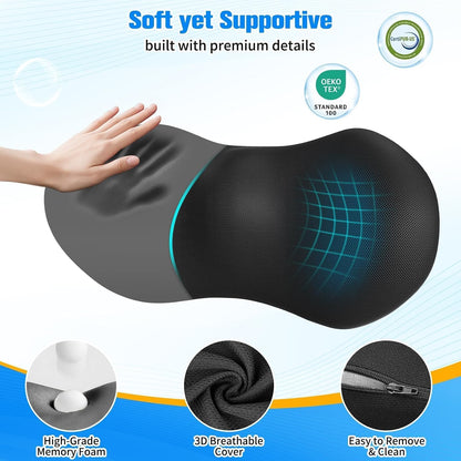 SweetSlubr Lumbar Support Pillow for Office Chair, Back Support, Black