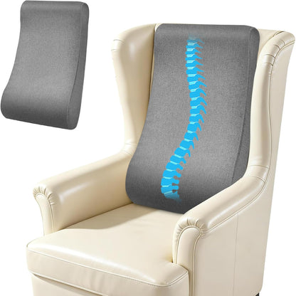 JZHLLA Recliner Neck and Lumbar Support Cushion for Recliner Couch & Glider Chair, Ergonomic S-Shaped Backrest Pillow, Breathable Cotton-Linen Foam, Non-Slip Backing, Removable Cover(Grey)
