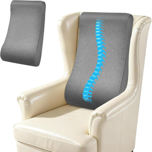 JZHLLA Recliner Neck and Lumbar Support Cushion for Recliner Couch & Glider Chair, Ergonomic S-Shaped Backrest Pillow, Breathable Cotton-Linen Foam, Non-Slip Backing, Removable Cover(Grey)