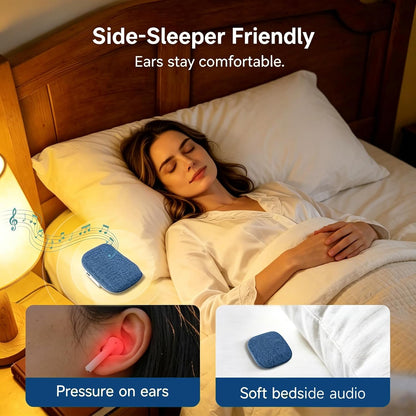 Under Pillow Sleep Speaker, Flat Bluetooth Pillow Speaker for Sleeping | Material: Plastic & woven fabric. Use: Bone conduction audio for bedtime relaxation, side sleepers, and masking noise.
