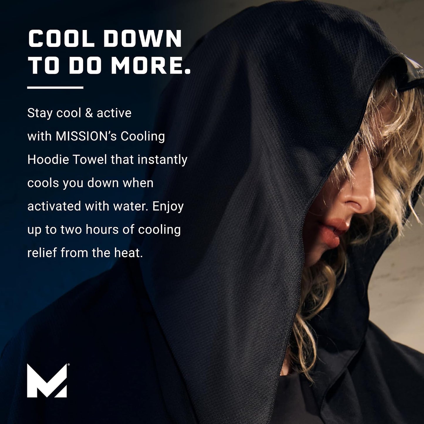 MISSION Cooling Hoodie Towel, Evaporative Cool Technology, Cools Instantly When Wet, UPF 50 Sun Protection, Contours Your Head to Stay in Place, Great for Sports, Fitness, Gym