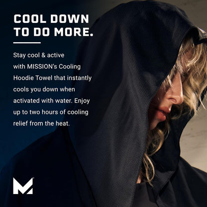 MISSION Cooling Hoodie Towel, Evaporative Cool Technology, Cools Instantly When Wet, UPF 50 Sun Protection, Contours Your Head to Stay in Place, Great for Sports, Fitness, Gym