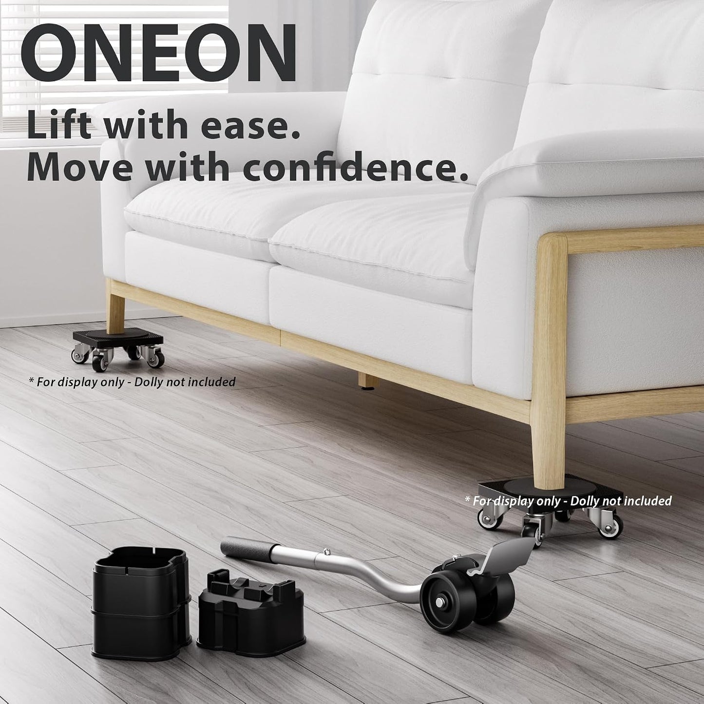 Lengthening Furniture Lifter Tool with Height-Adjustable Base – Ideal for Heavy Furniture Movers Sliders and Wheels Lifts Furniture Easily Without Effort up to 660 lbs (Innovative Lifter - M Sliver)