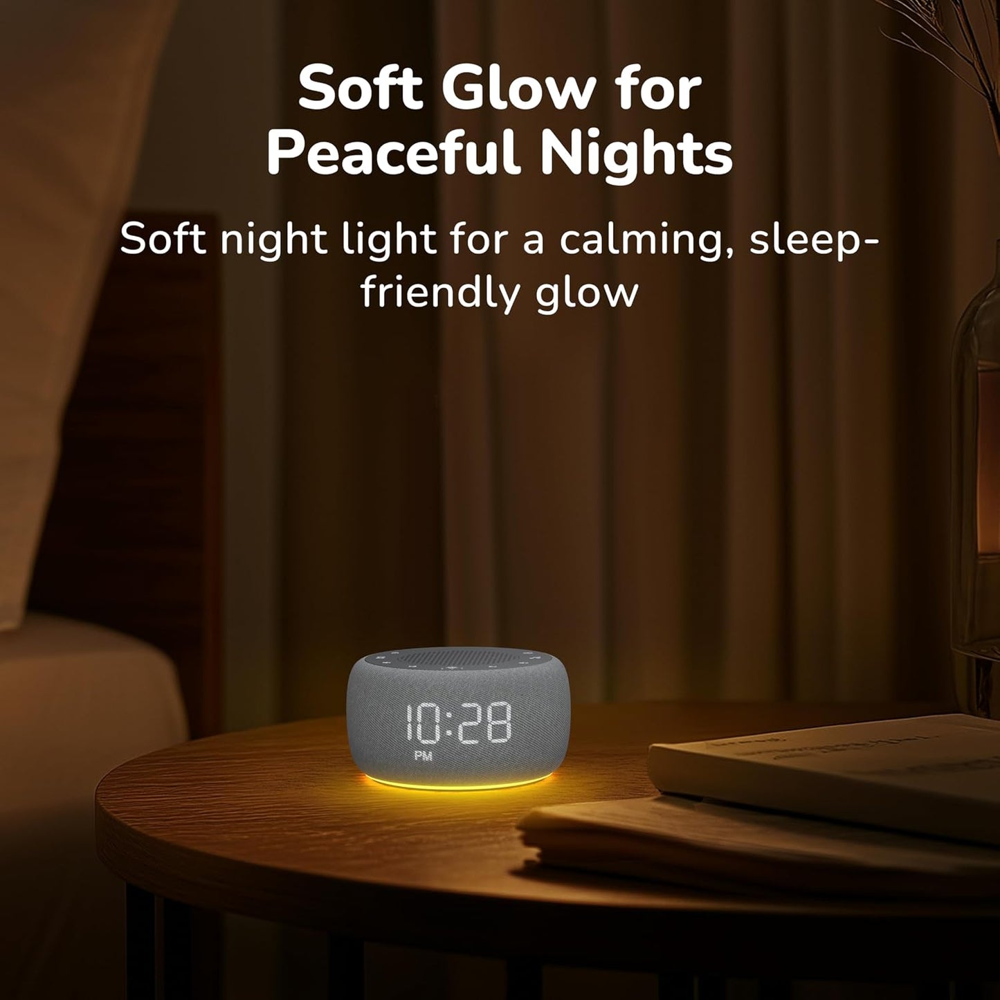 Buffbee Pro 2nd Gen| Sound Machine, Alarm Clock with Bluetooth Speaker | Upgraded Rechargeable Battery, White Noise Machine with 25 Sleep Sounds, Portable for Travel & Bedroom