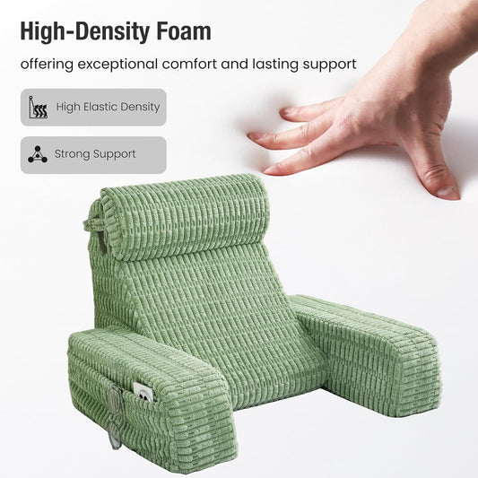 Reading Pillow for Bed Sitting Up with Large Pockets,Modern Style