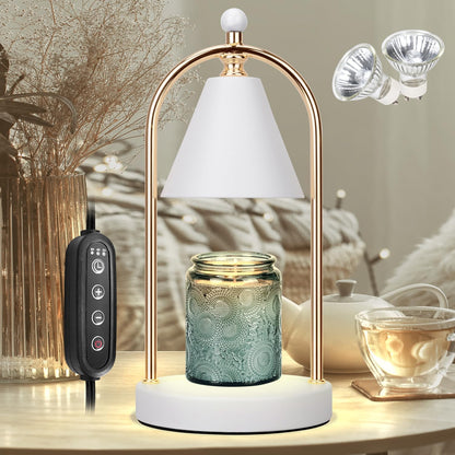 Candle Warmer Lamp with Timer, Electric Black Candle Warming Light for Bedroom, Dimmable Wax Melts Warmer for Home Decor Beside Lamp Gifts for Women (2 Bulbs Included)