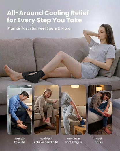 Tolaccea Plantar Fasciitis Night Splint Ice Pack Sock with Full Foot Ice Gel & Enhanced Cooling Arch Gel Pack, Adjustable Foot Splint for Women & Men for Foot Drop & Heel Pain (S/M)